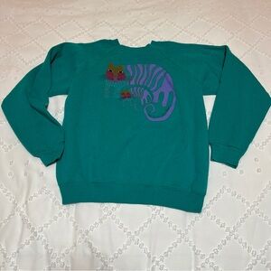 Vintage Laurel Burch Teal Sweater with Cat Design “Mister Jios Cats”
